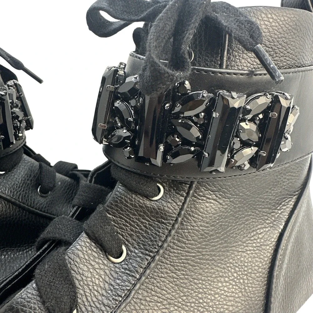 Karl Lagerfeld Paris Jeren Embellished Leather High-Top Sneakers Size 9‎ - Picture 11 of 13